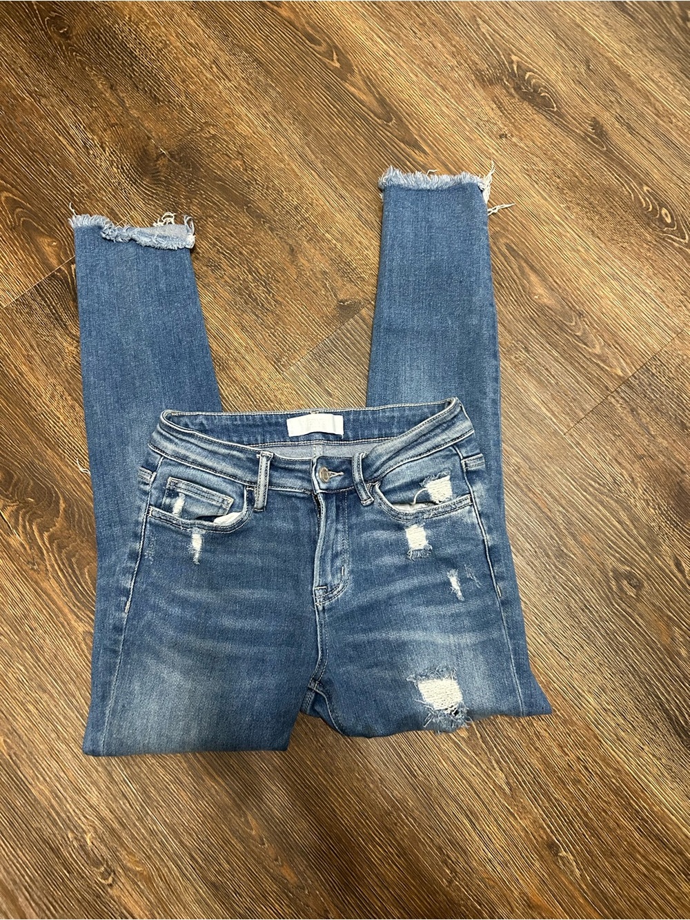 Velvet Distressed Ankle Skinny Jeans in Blue